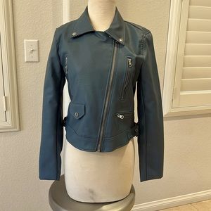 Love Tree Faux blue leather jacket. Brand new